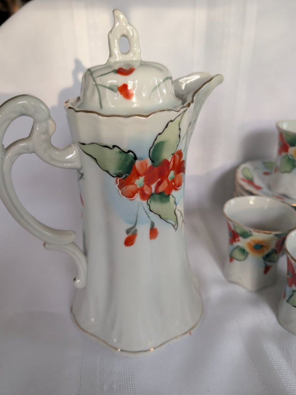Gorgeous Antique Nippon TE-OH Tea Set Hand Painted Floral Design - Picture 5 of 14
